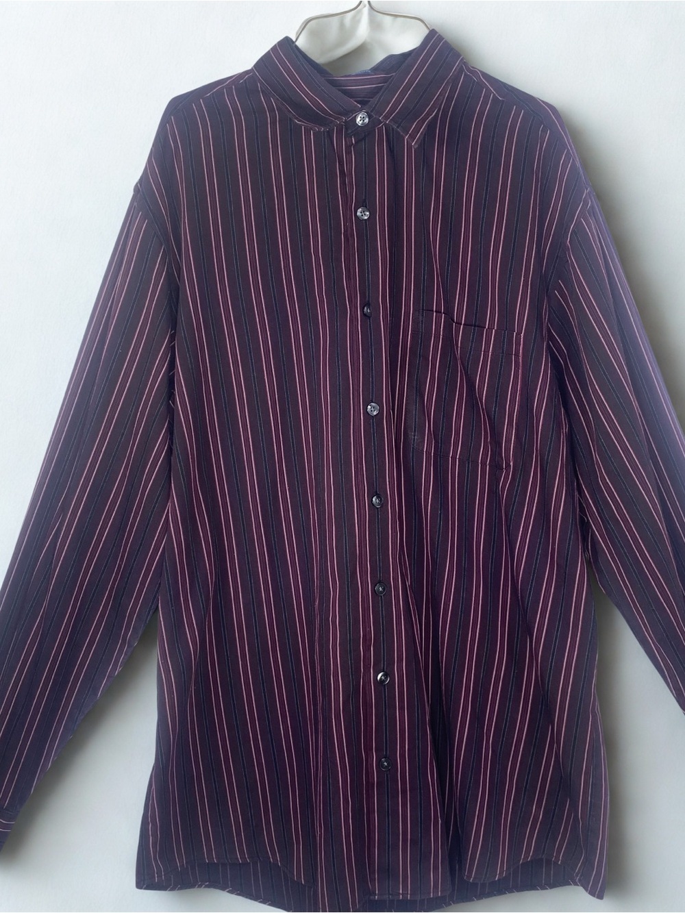 Van Heusen Burgundy and Pink Striped Button-Down Shirt